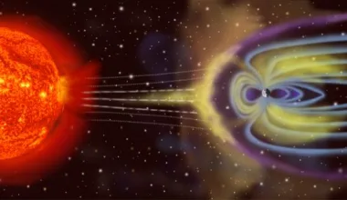 Graphic showing the ozone layer protecting earth from solar rays